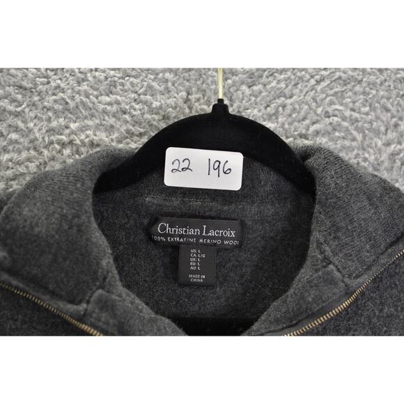 Christian Lacroix 100% Extra Fine Merino Wool Quarter Zip Sweater Men's Large - Picture 3 of 9